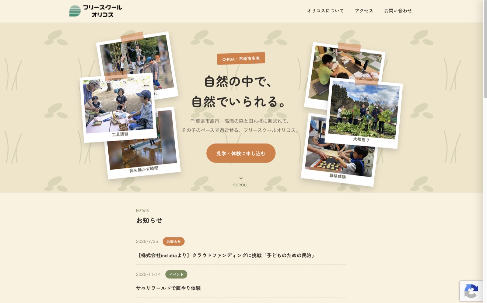 フリースクール オリコスのトップページ